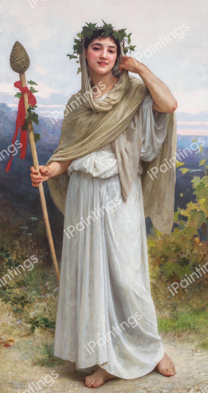 A Priestess of Bacchus. The painting by William-Adolphe Bouguereau
