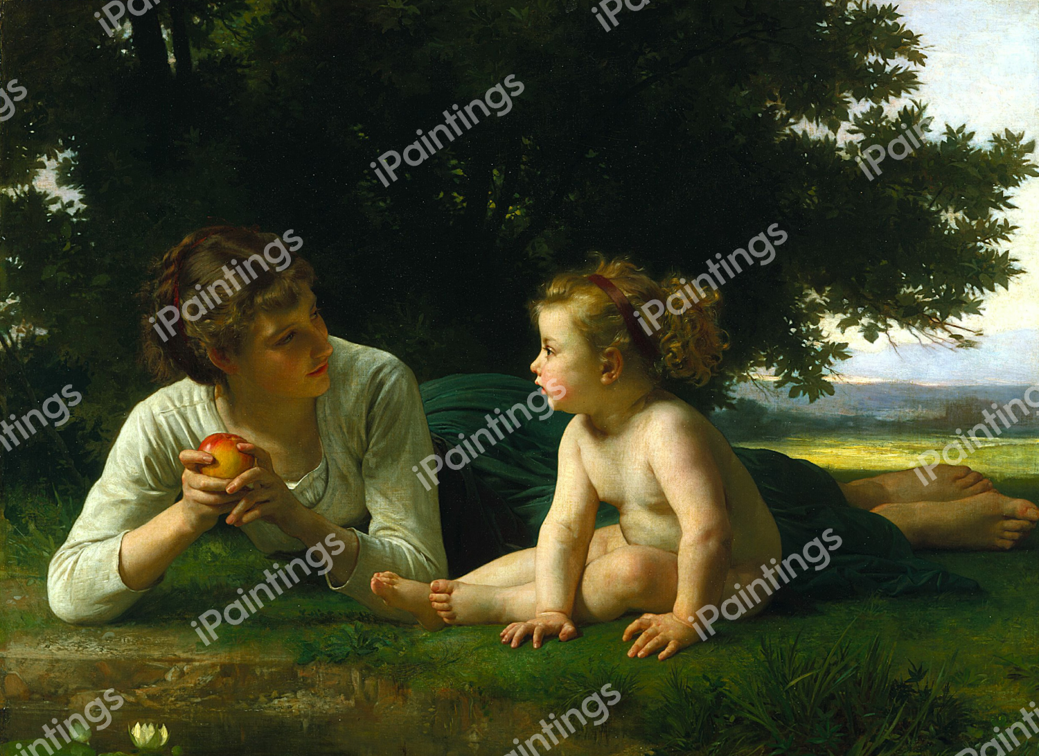 A Temptation. The painting by William-Adolphe Bouguereau