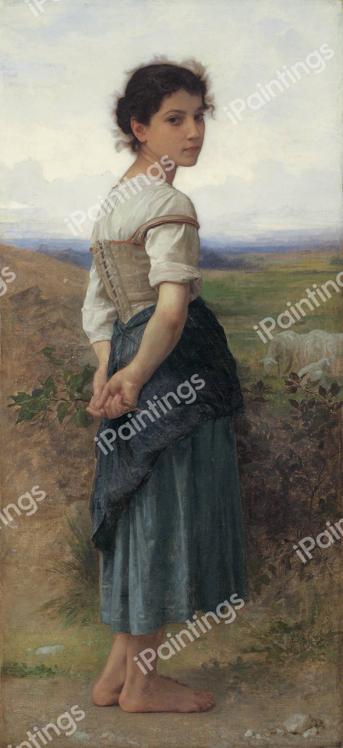 A Young Shepherdess. The painting by William-Adolphe Bouguereau