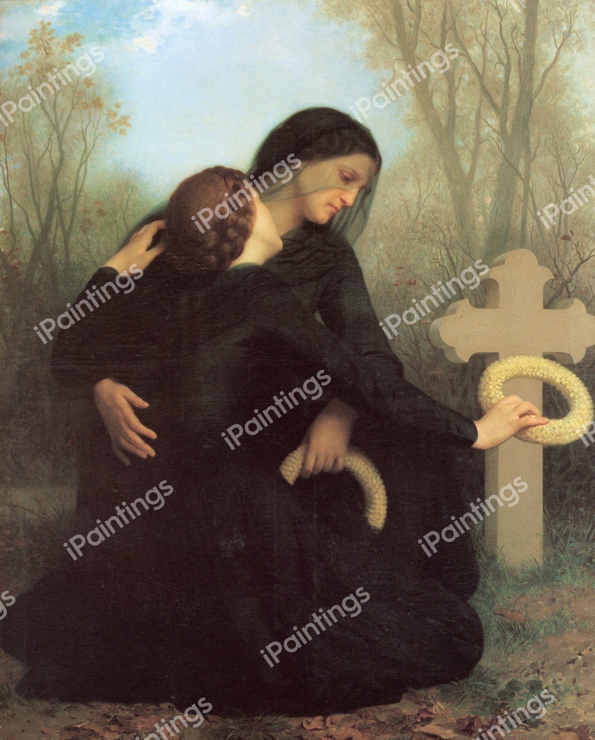 All Saints Day also known as Le Jour des Morts. The painting by William-Adolphe Bouguereau