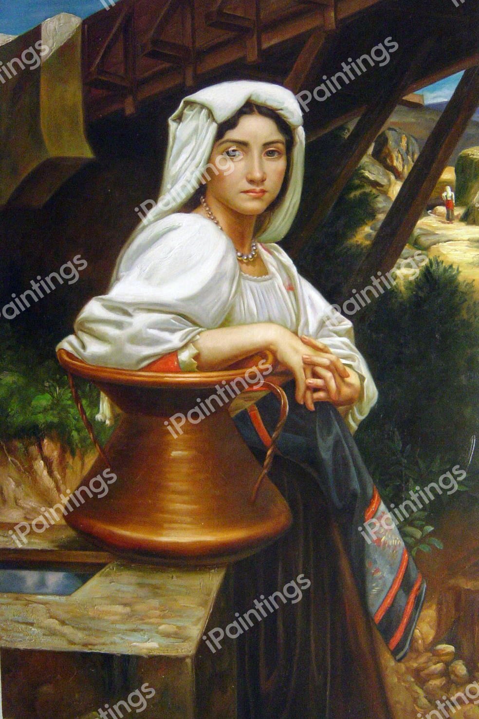 An Italian Girl Drawing Water. The painting by William-Adolphe Bouguereau