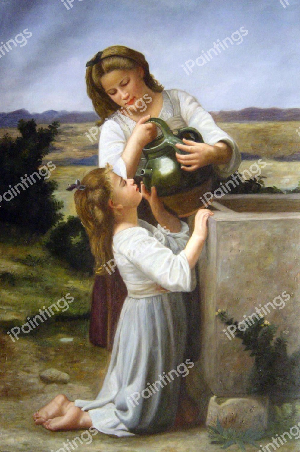 At The Fountain. The painting by William-Adolphe Bouguereau