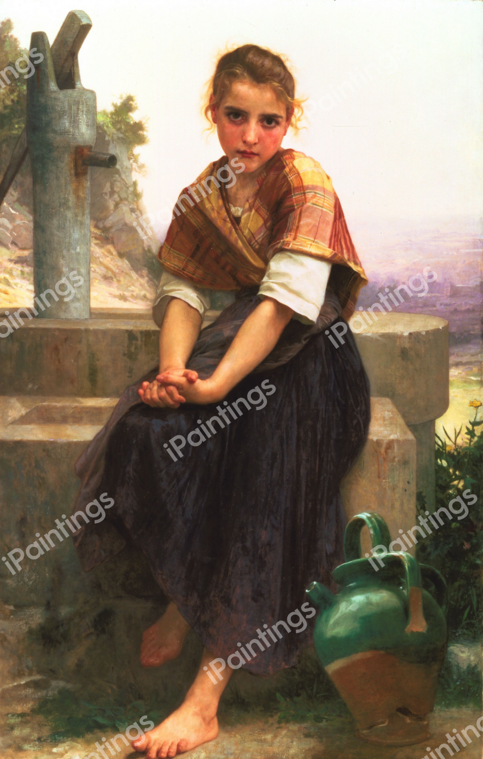 Broken Pitcher. The painting by William-Adolphe Bouguereau