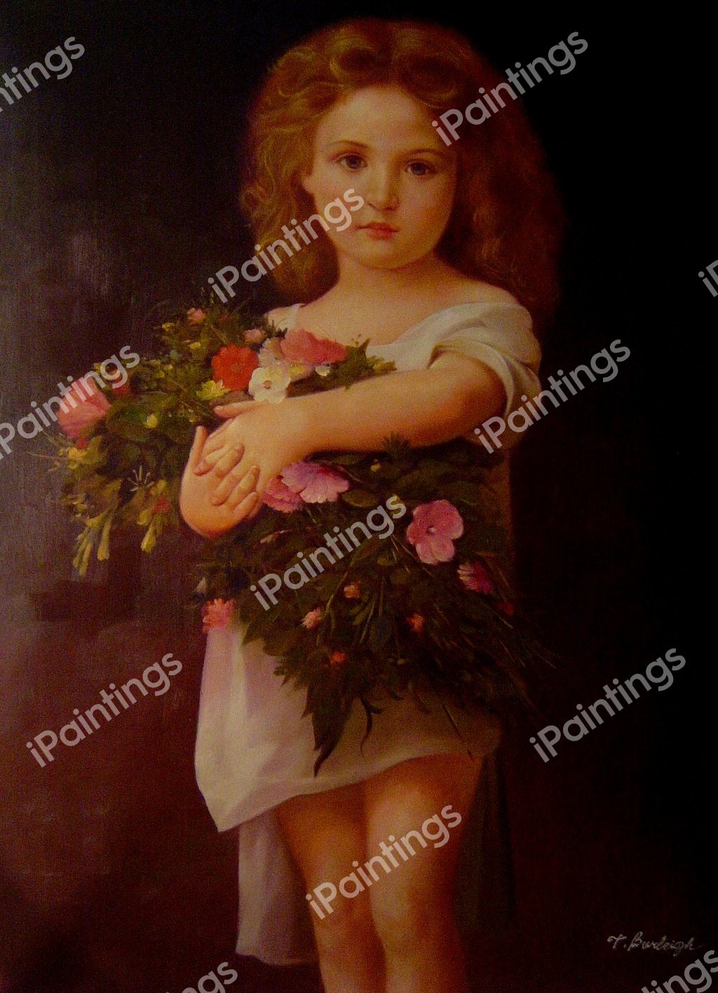 Child With Flowers. The painting by William-Adolphe Bouguereau