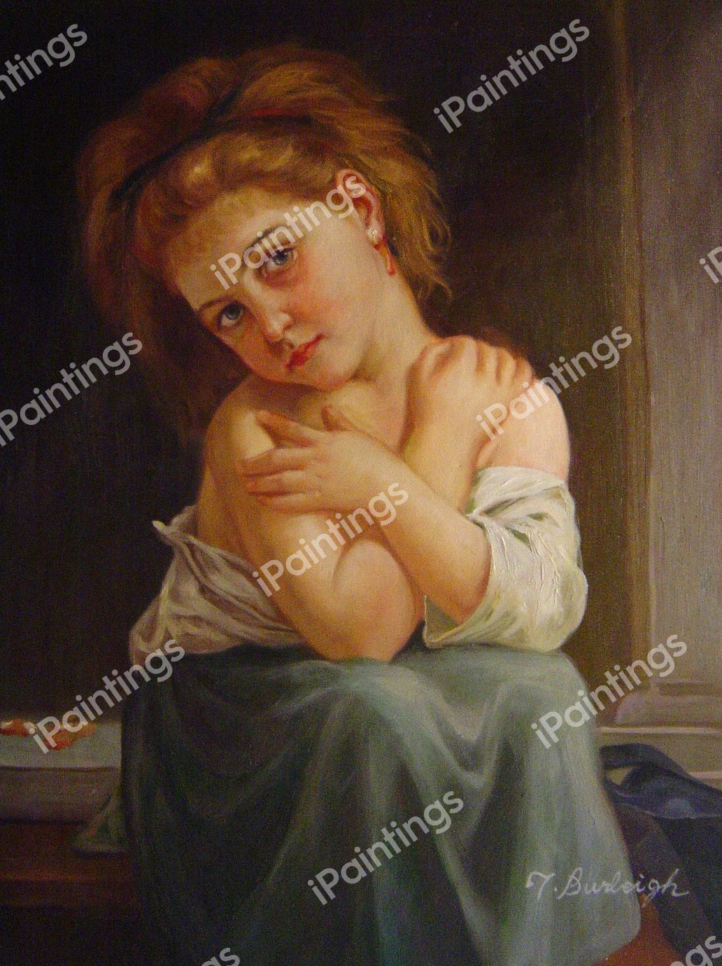 Chilly Girl. The painting by William-Adolphe Bouguereau