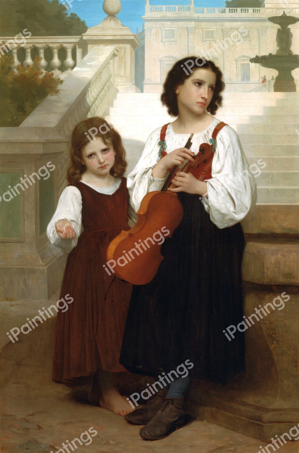 Far from Home. The painting by William-Adolphe Bouguereau