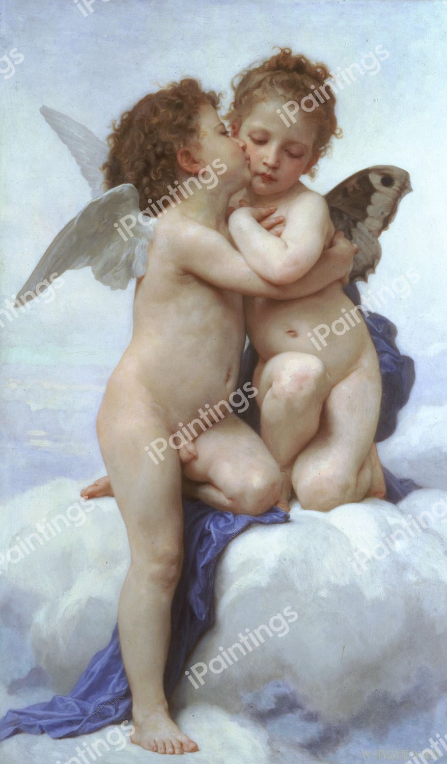 First Kiss. The painting by William-Adolphe Bouguereau