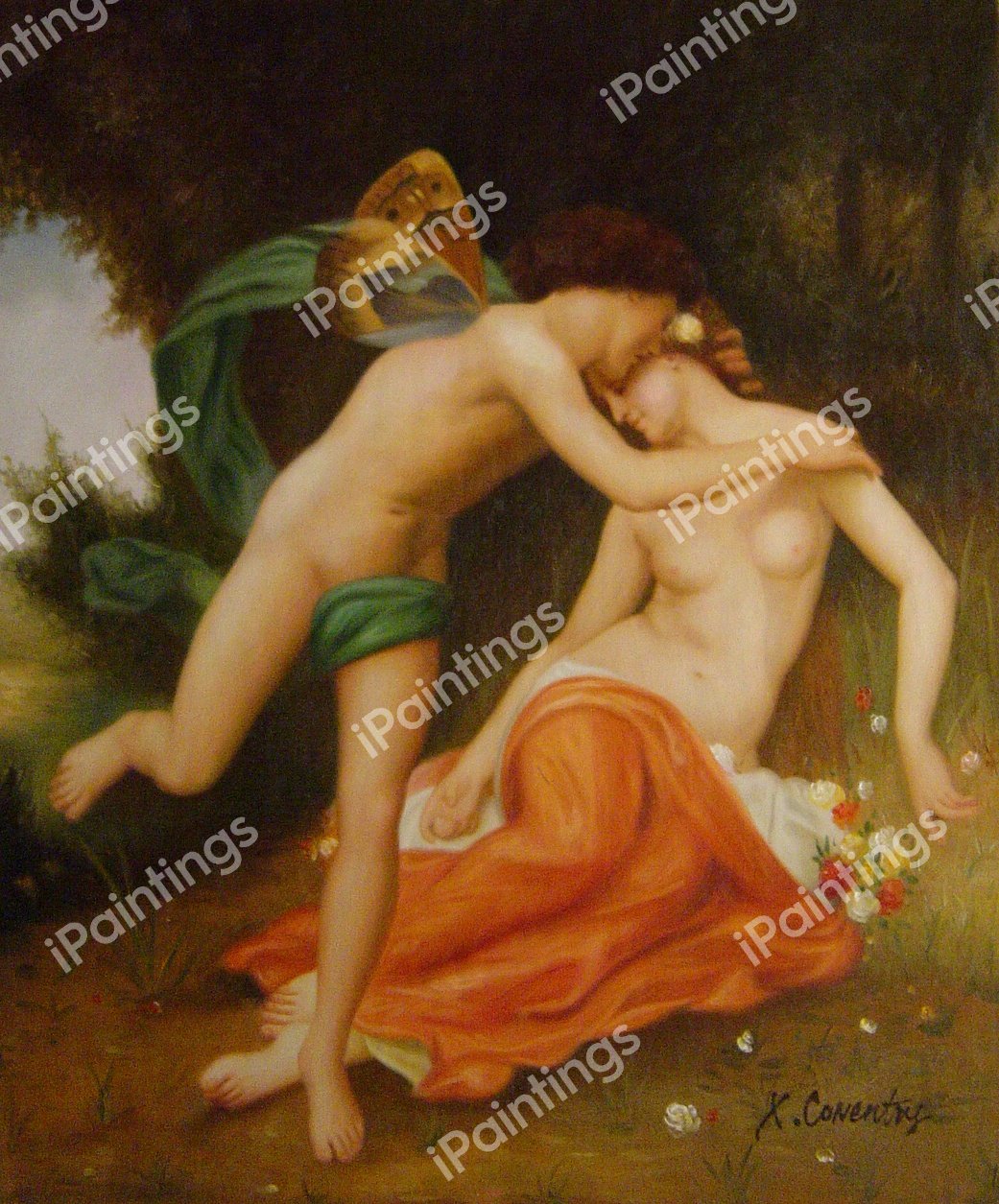 Flora And Zephyr. The painting by William-Adolphe Bouguereau