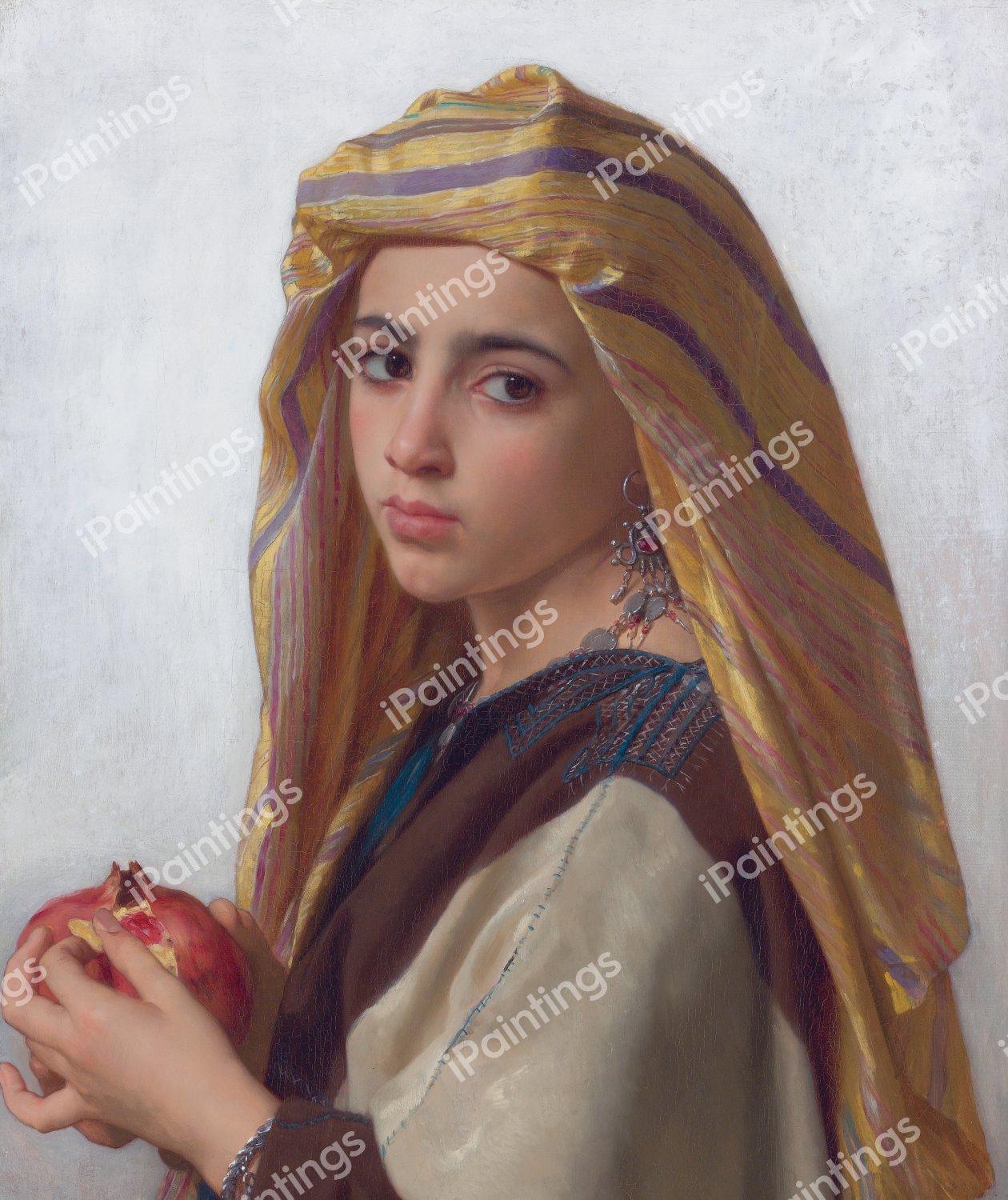 Girl with a Pomegranate. The painting by William-Adolphe Bouguereau