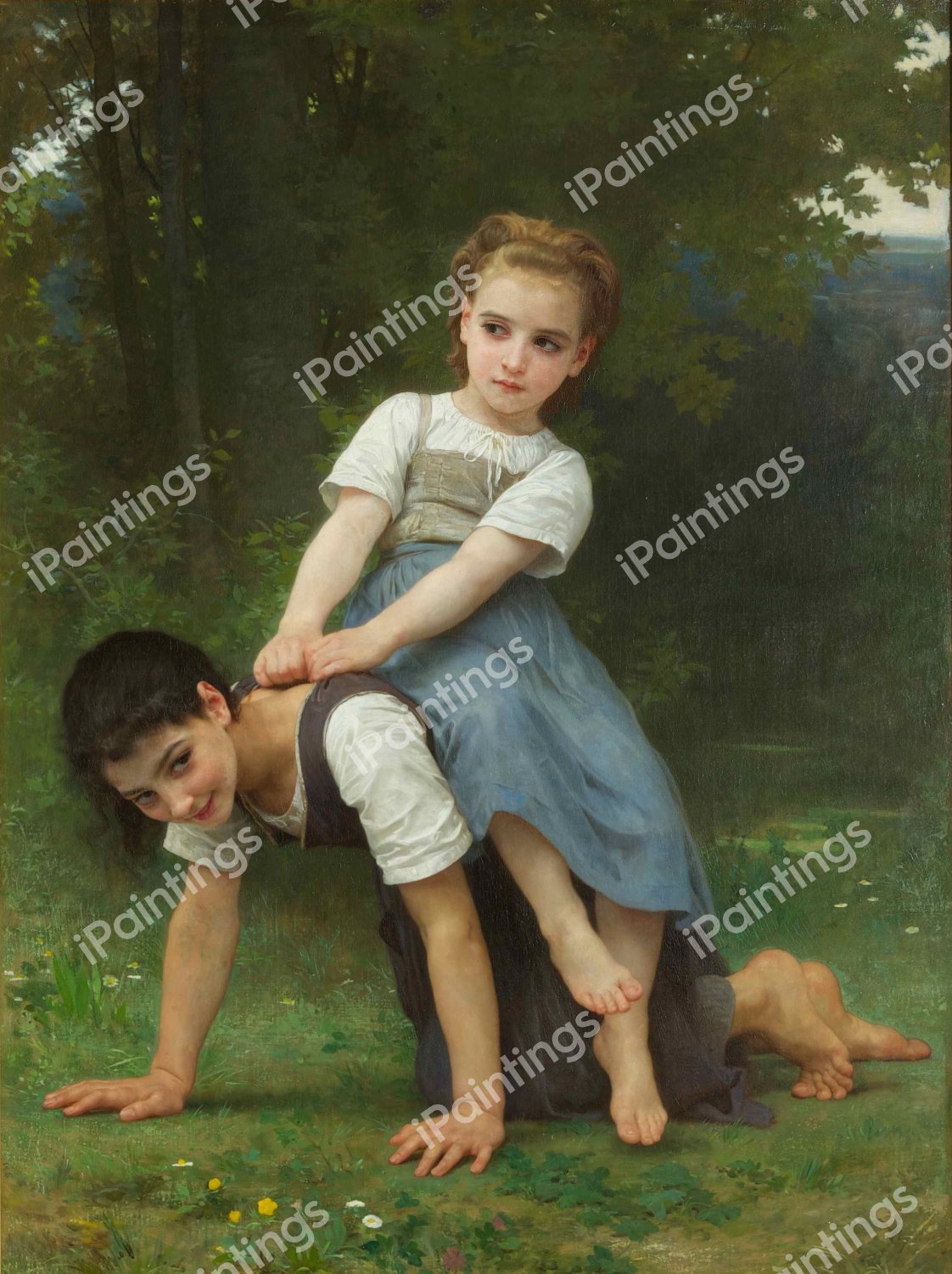 Horseback Ride. The painting by William-Adolphe Bouguereau