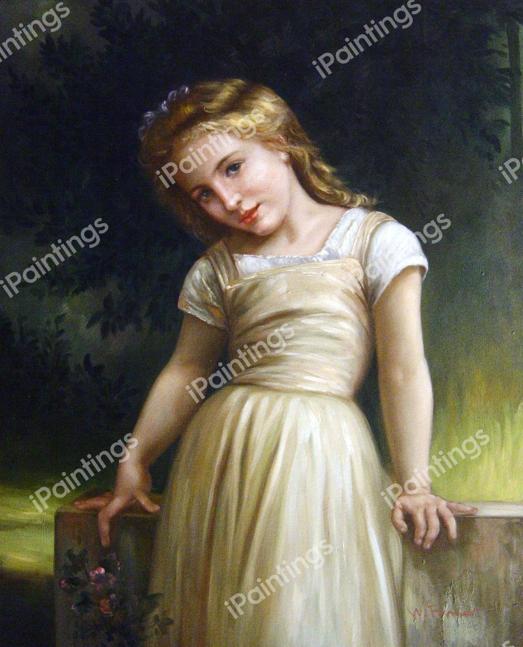 L&#39Espieglerie. The painting by William-Adolphe Bouguereau