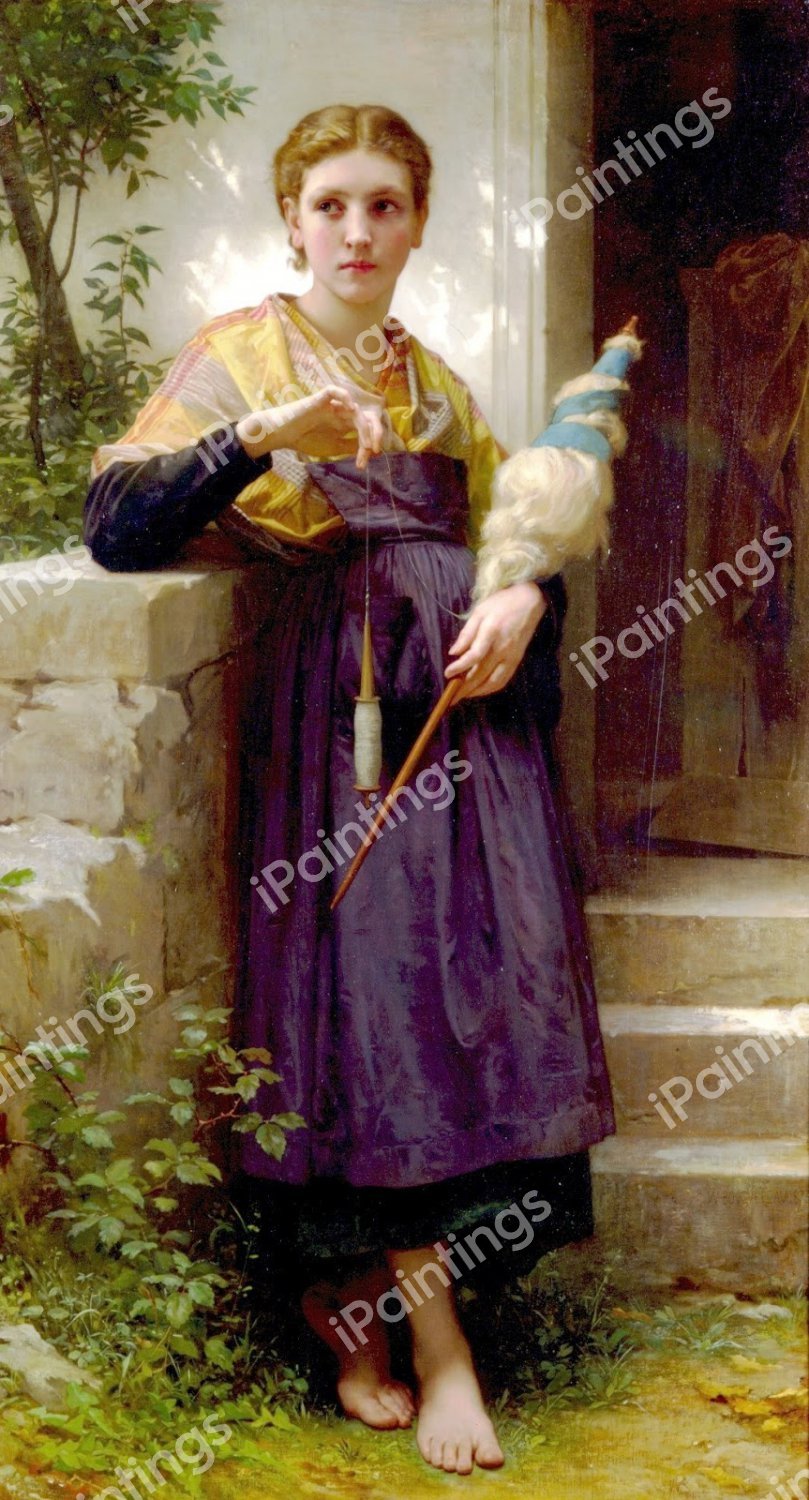 La Fileuse (The Spinner). The painting by William-Adolphe Bouguereau