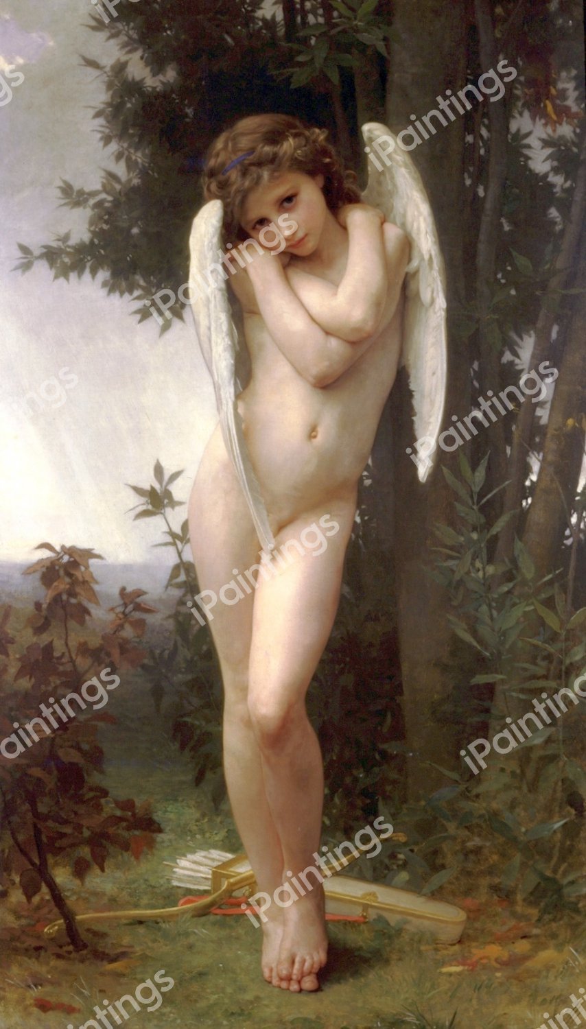 L'Amour Mouille (Cupidon). The painting by William-Adolphe Bouguereau