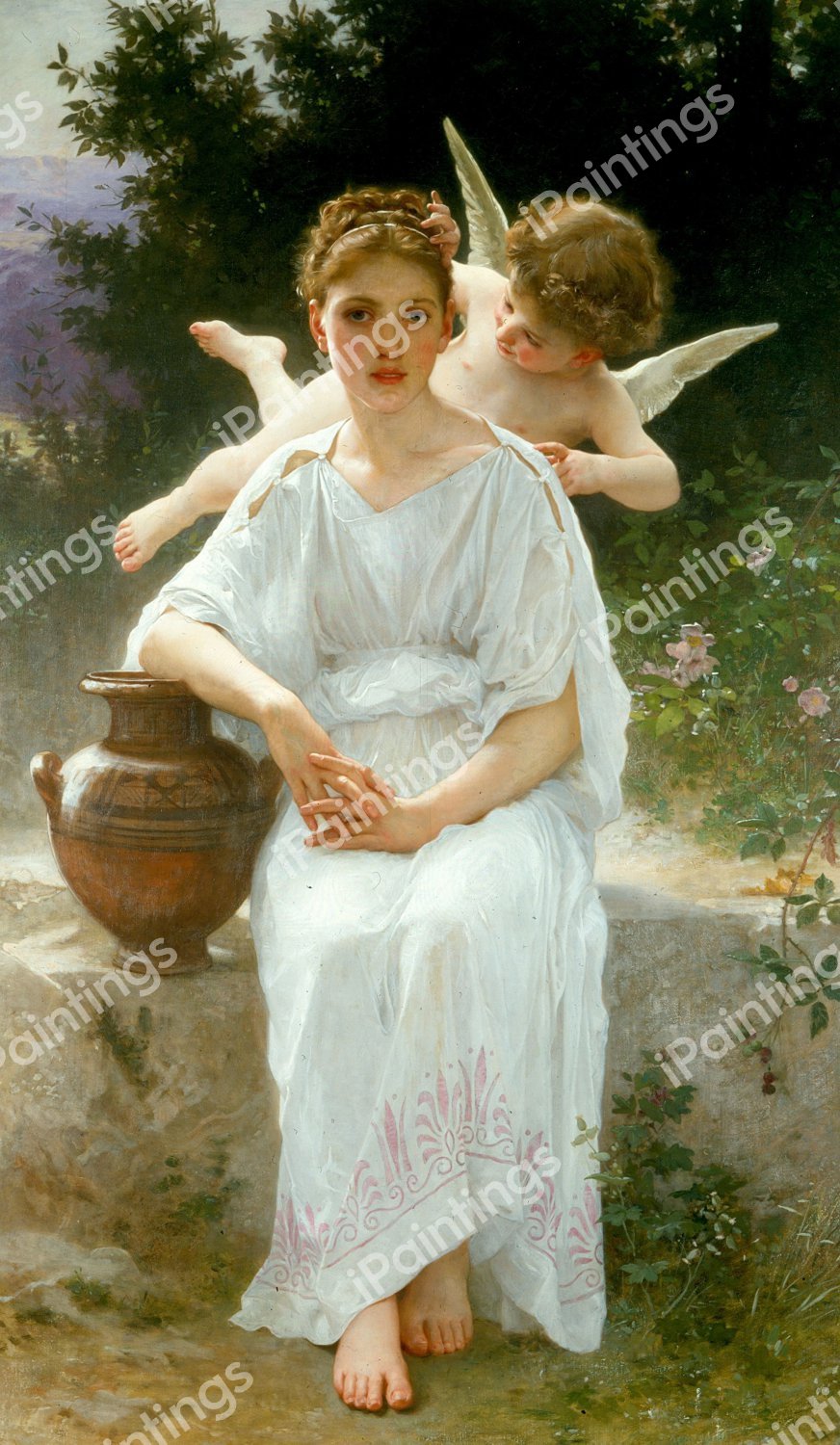 Les Murmures de L'Amour (also known as Whisperings of Love). The painting by William-Adolphe Bouguereau