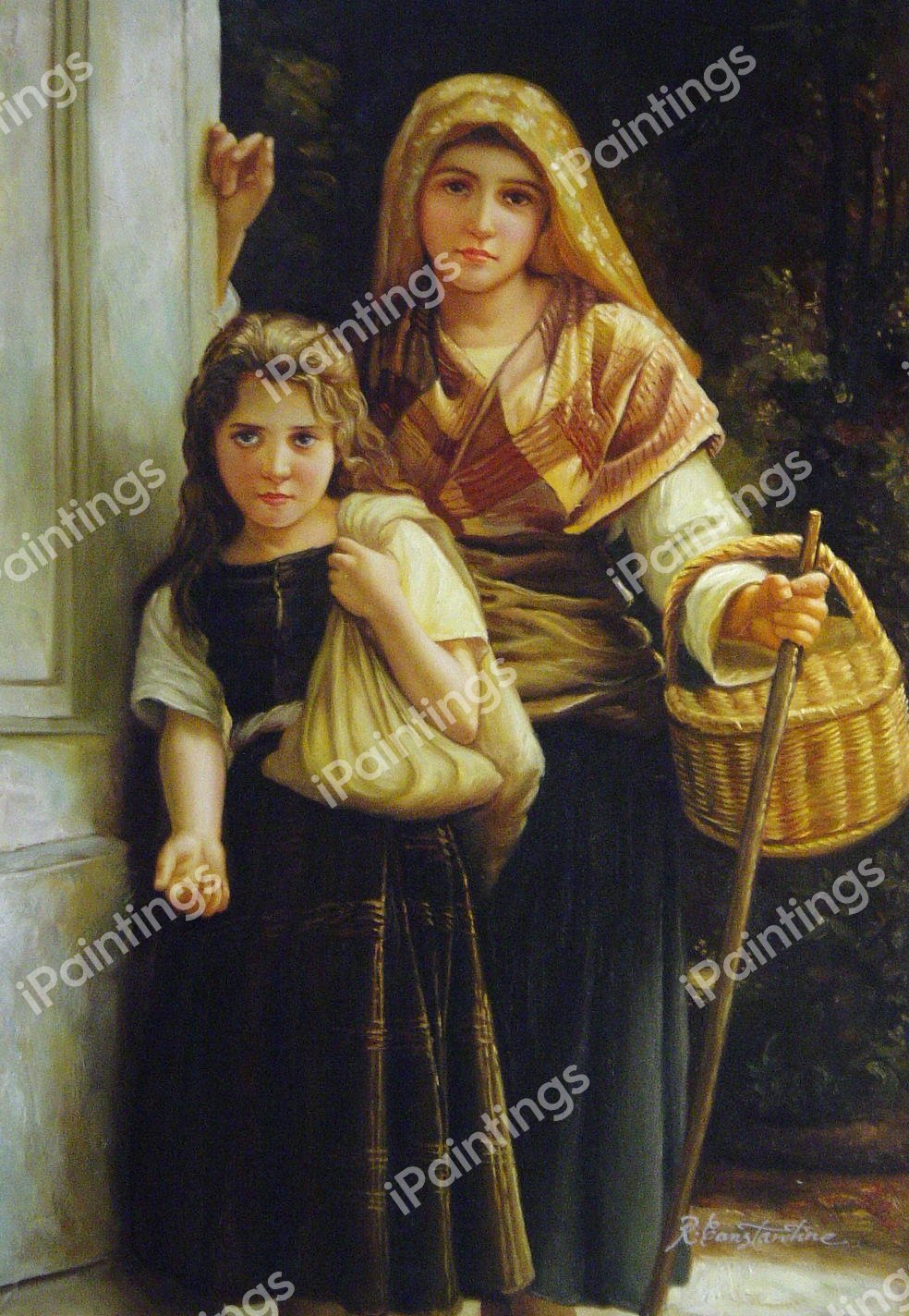 Little Beggar Girls. The painting by William-Adolphe Bouguereau