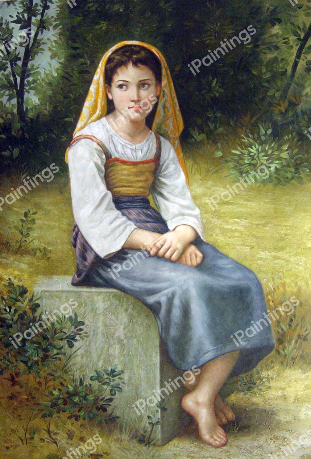 Meditation. The painting by William-Adolphe Bouguereau