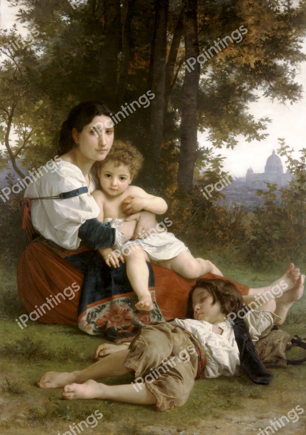 Mother and Children. The painting by William-Adolphe Bouguereau
