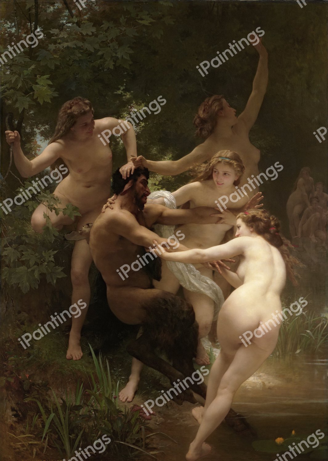 Nymphes. The painting by William-Adolphe Bouguereau