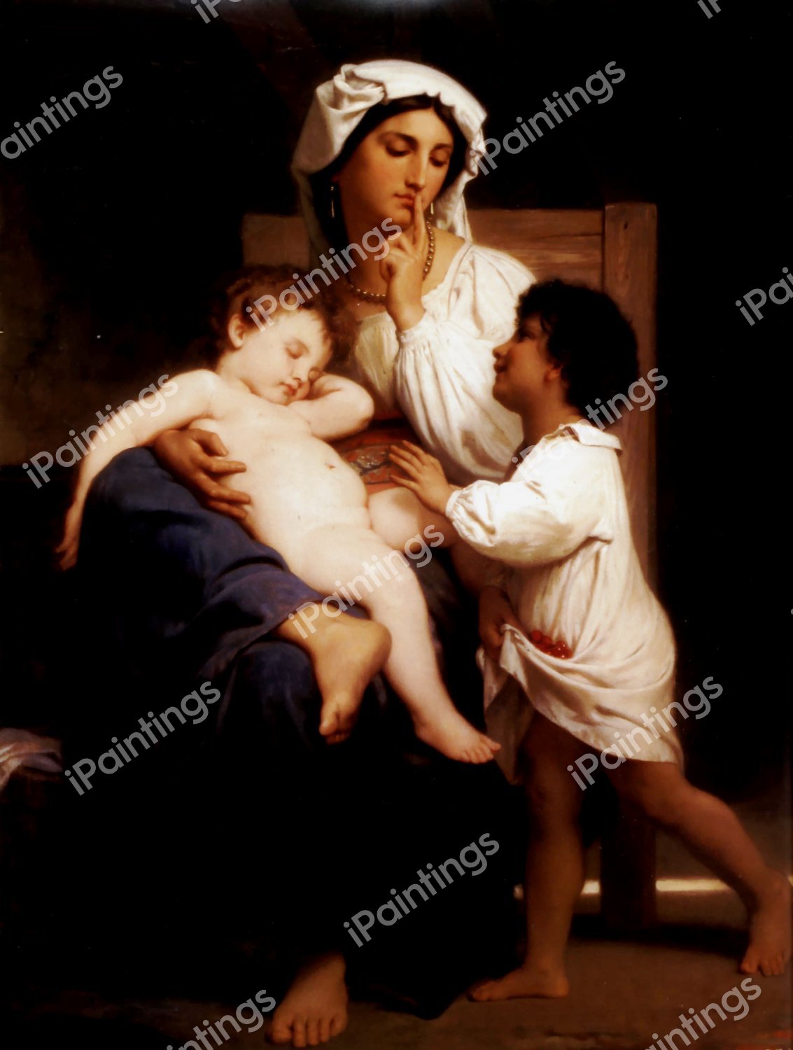 Off to Sleep. The painting by William-Adolphe Bouguereau