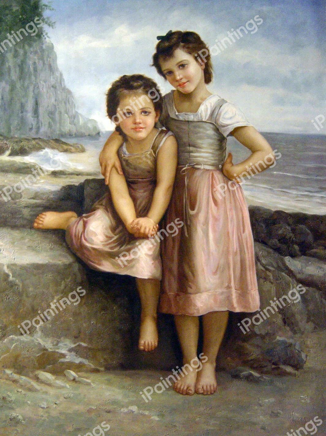 On The Rocky Beach. The painting by William-Adolphe Bouguereau