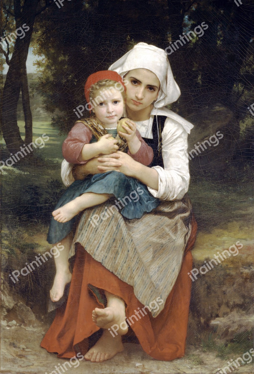 Portrait of Breton Brother and Sister. The painting by William-Adolphe Bouguereau