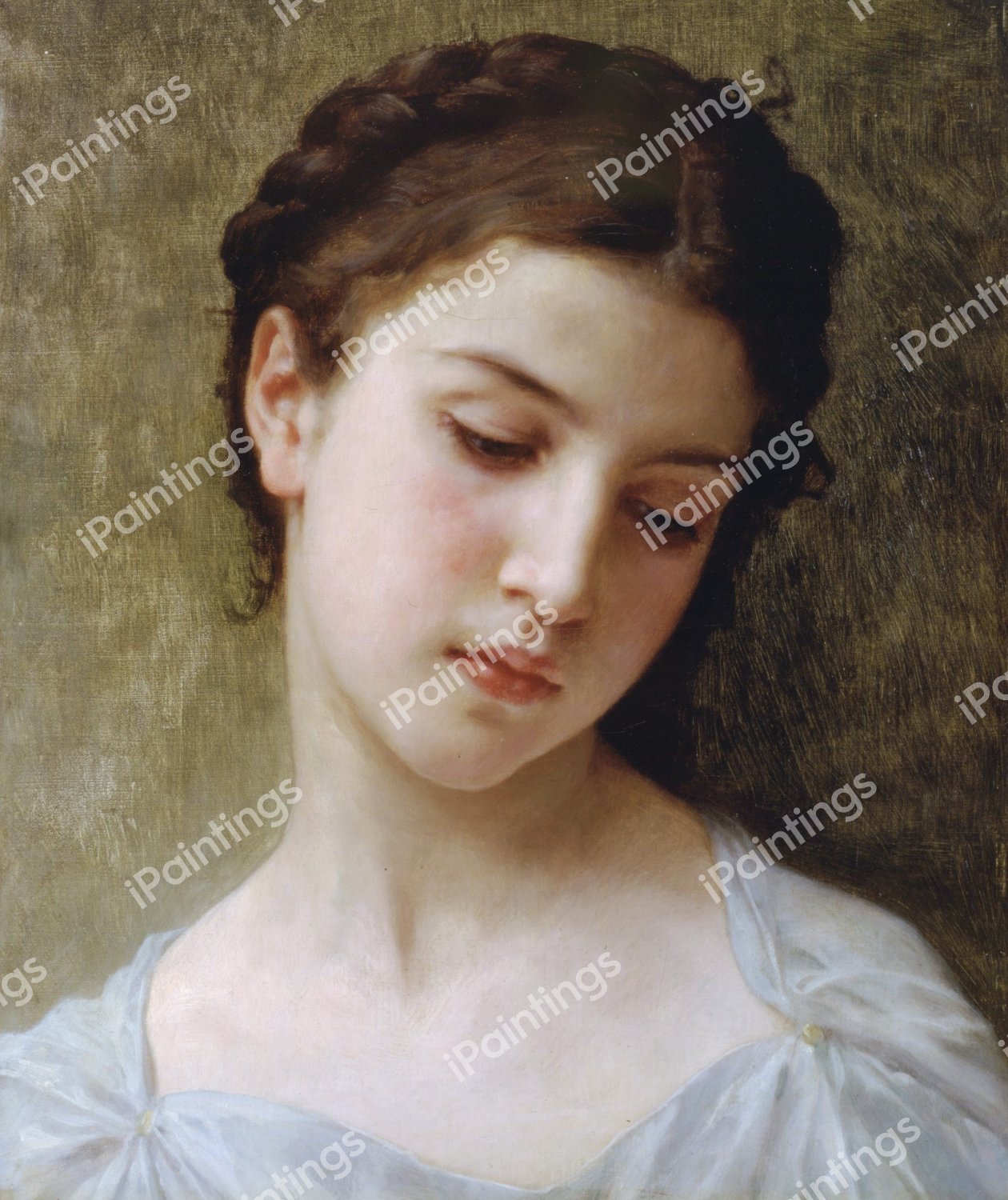Study of a Woman's Head. The painting by William-Adolphe Bouguereau
