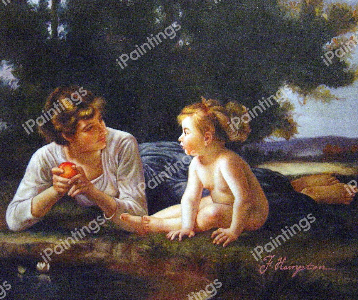 Temptation. The painting by William-Adolphe Bouguereau