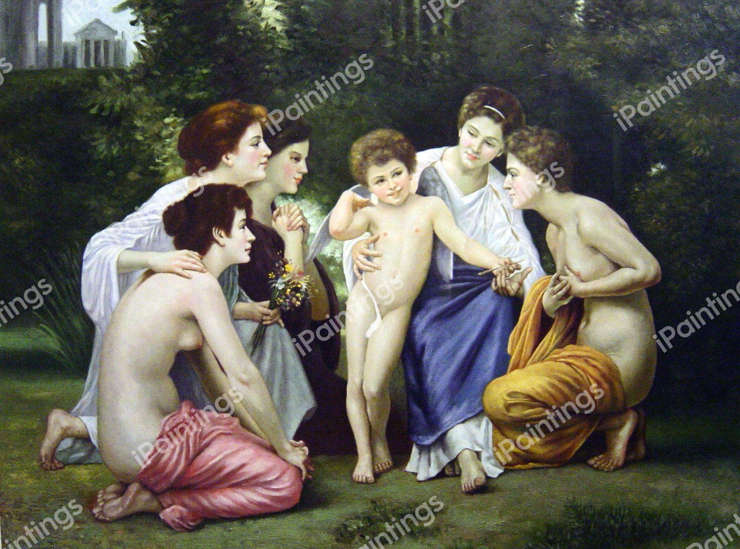 The Admiration. The painting by William-Adolphe Bouguereau