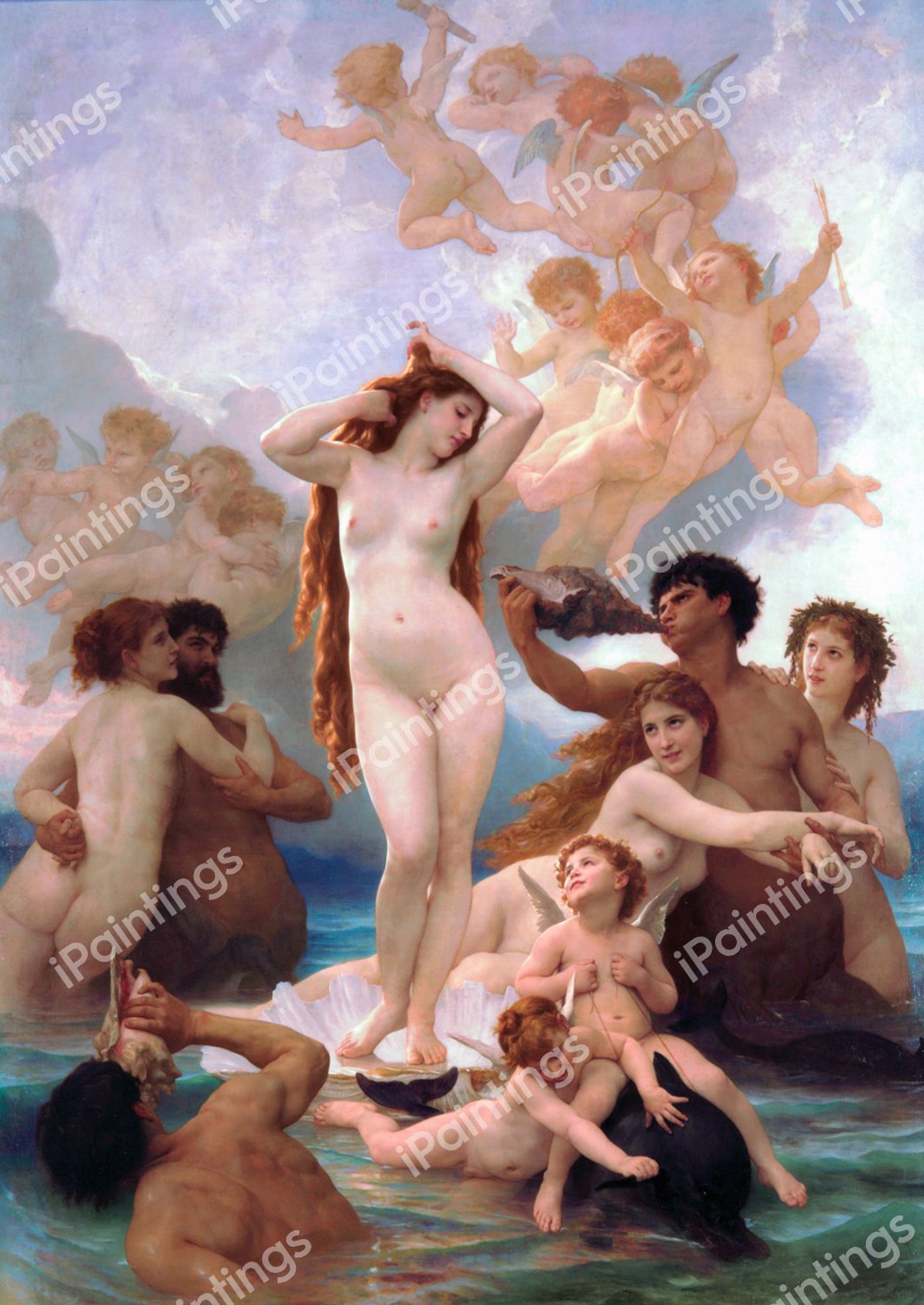 A Birth of Venus. The painting by William-Adolphe Bouguereau