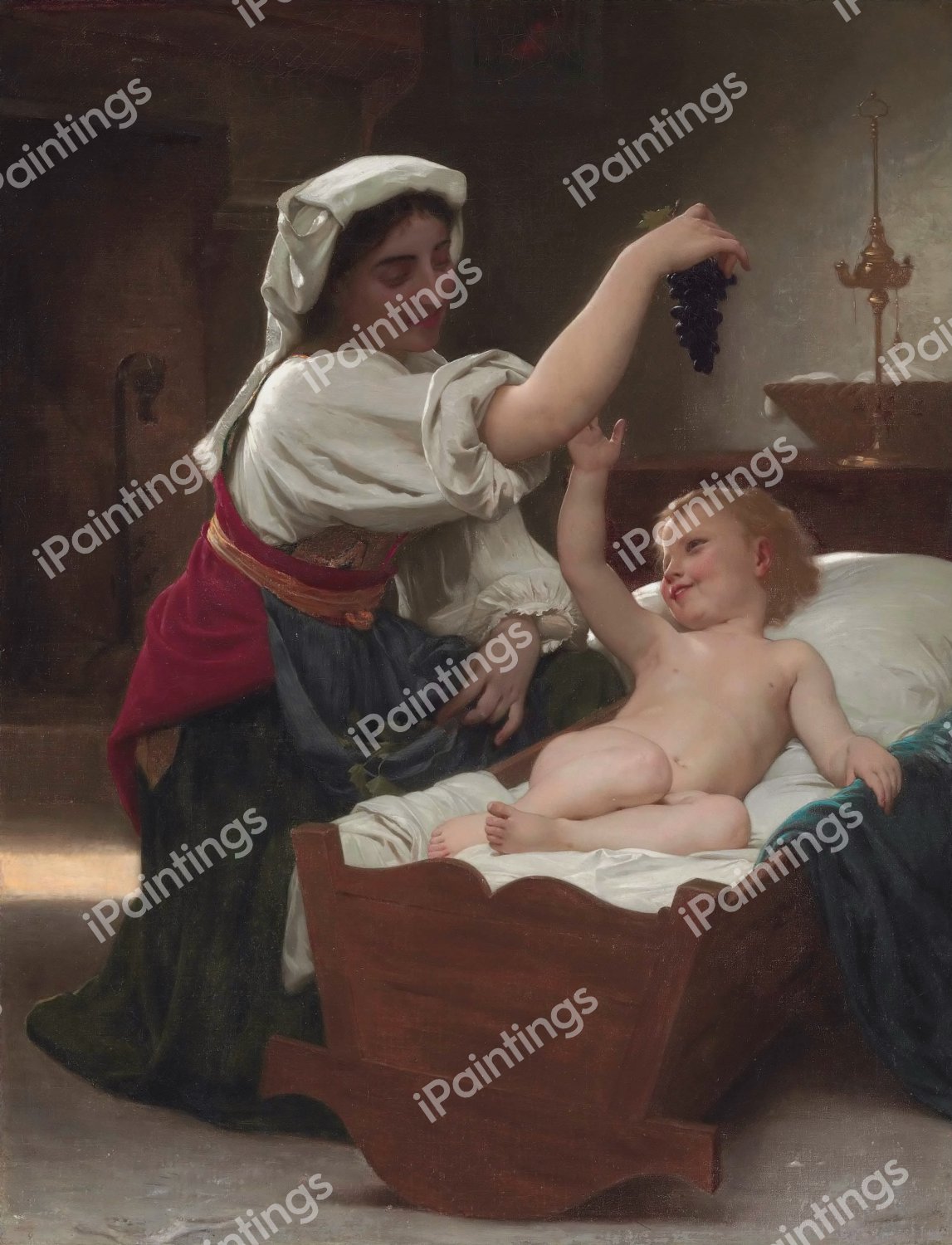 The Bunch Of Grapes. The painting by William-Adolphe Bouguereau