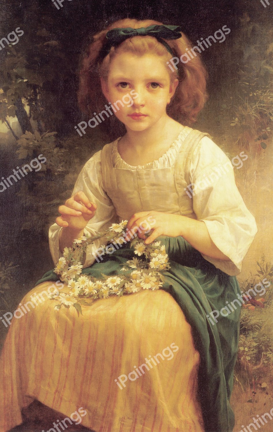 The Child Braiding A Crown. The painting by William-Adolphe Bouguereau
