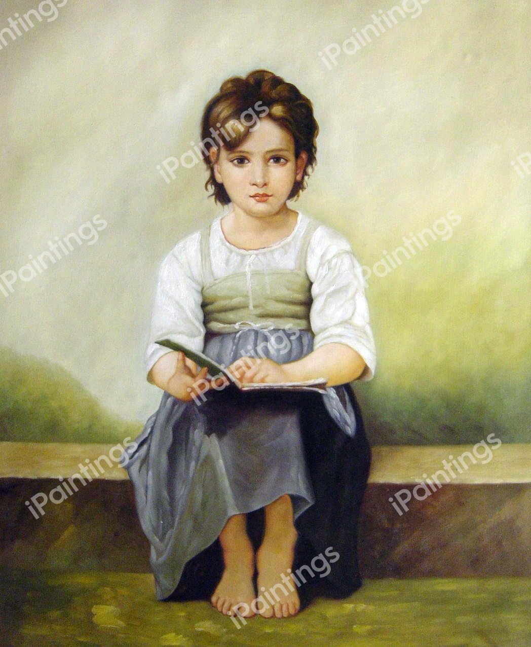 The Difficult Lesson. The painting by William-Adolphe Bouguereau