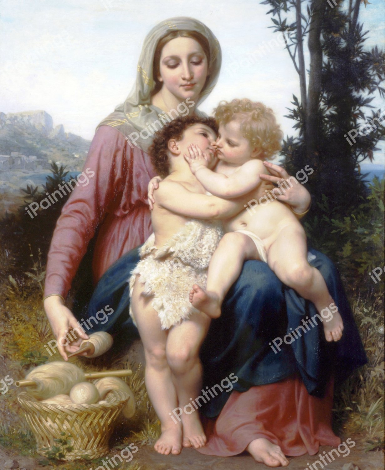The Holy Family (Sainte Famille). The painting by William-Adolphe Bouguereau