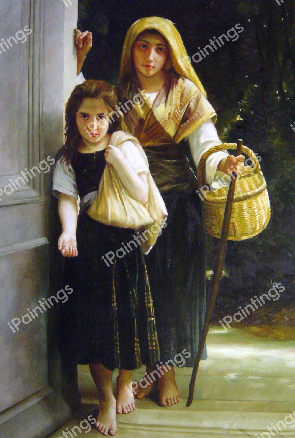 The Little Beggar Girls. The painting by William-Adolphe Bouguereau