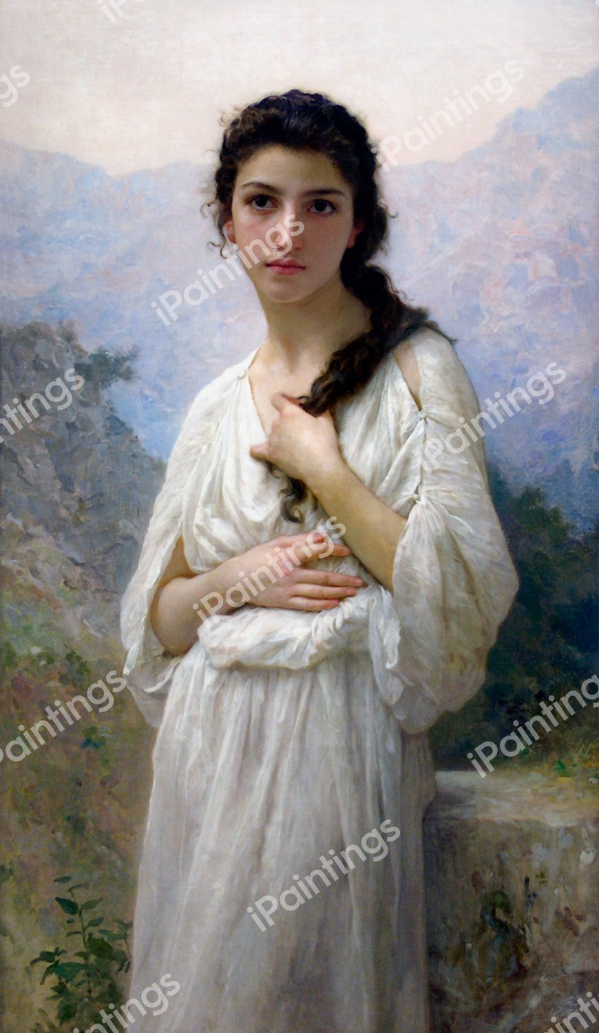 The Meditation. The painting by William-Adolphe Bouguereau