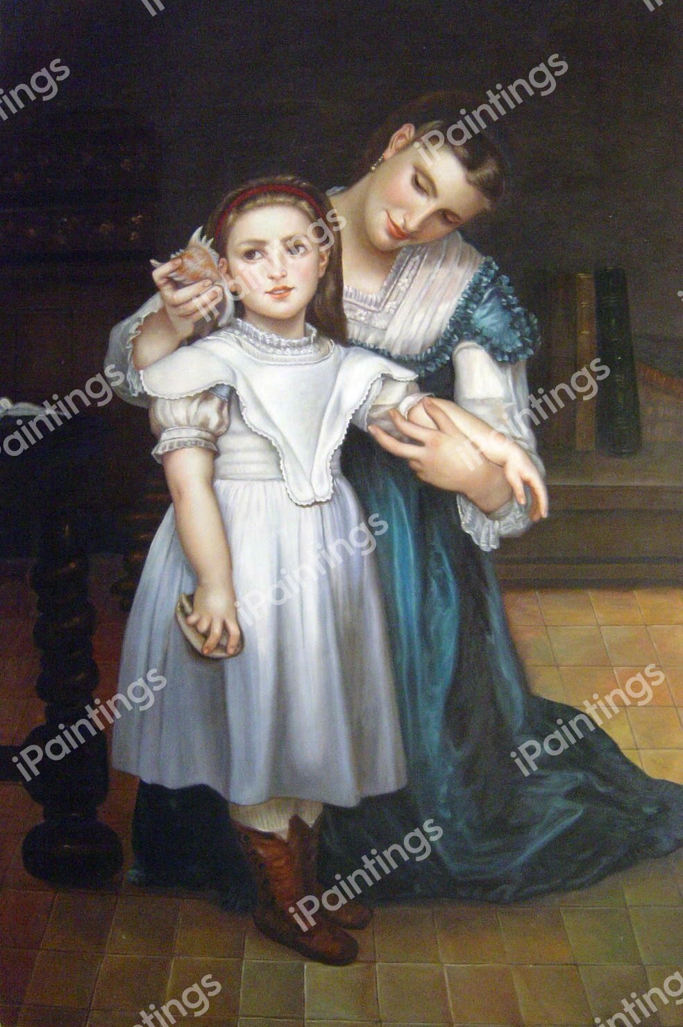 The Seashell. The painting by William-Adolphe Bouguereau