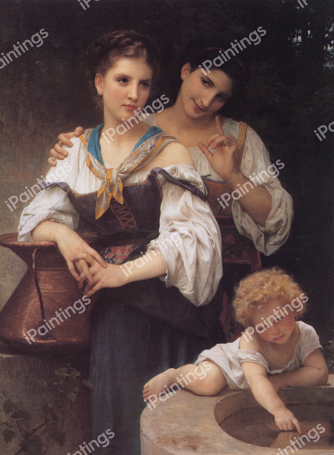 The Secret. The painting by William-Adolphe Bouguereau