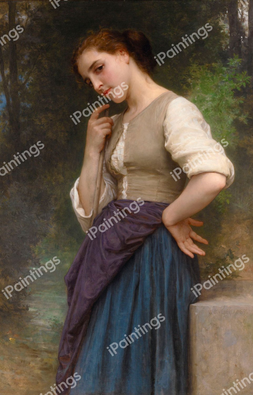 The Shepherdess. The painting by William-Adolphe Bouguereau