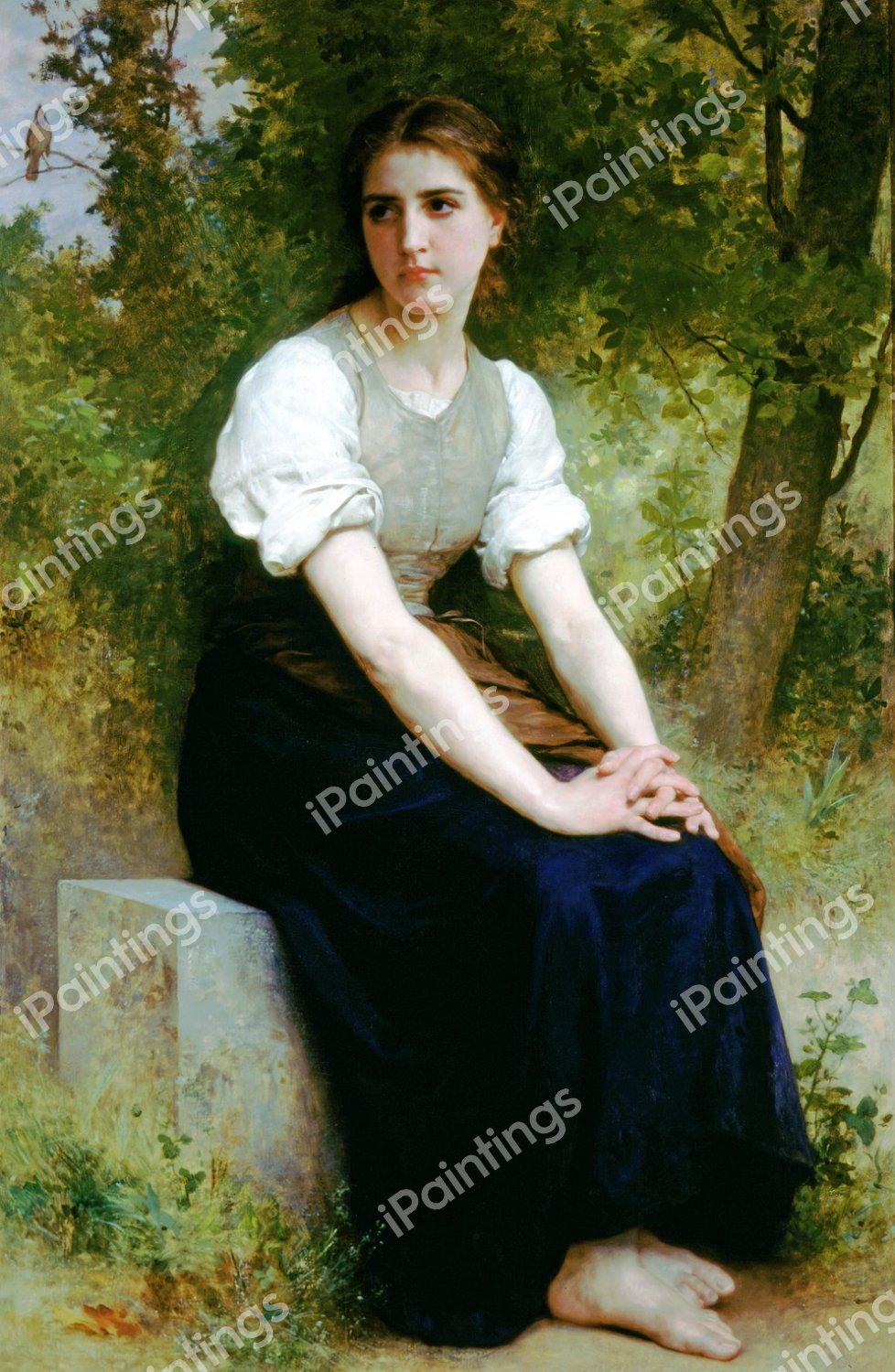 The Song of the Nightingale. The painting by William-Adolphe Bouguereau