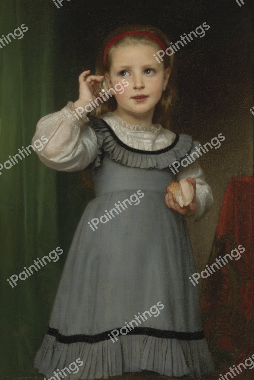 The Sound of the Sea. The painting by William-Adolphe Bouguereau