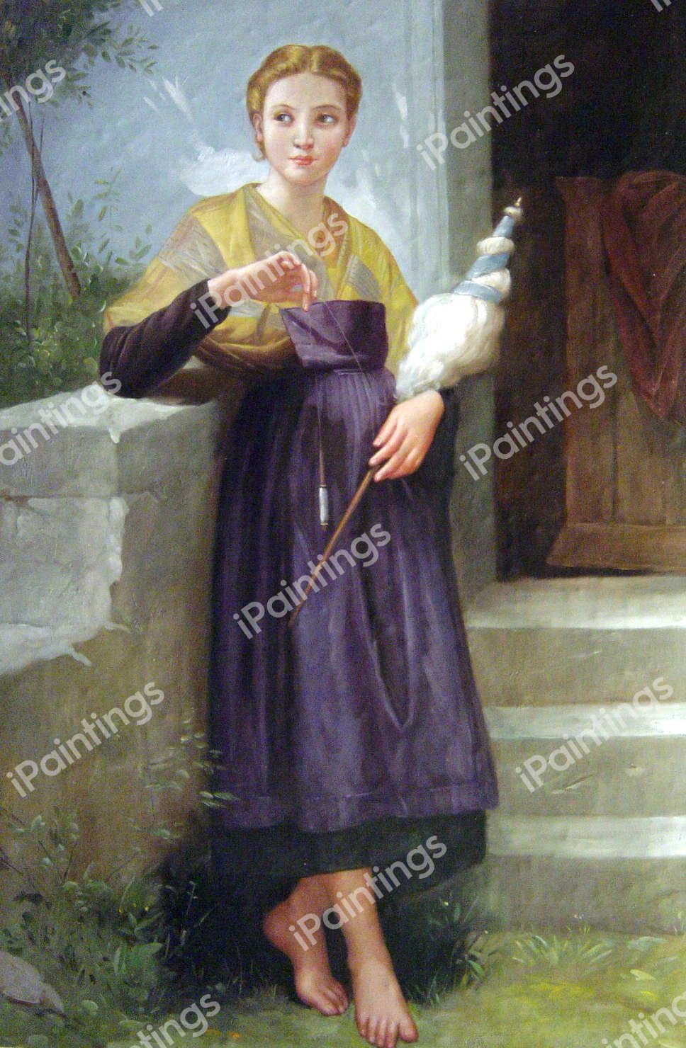 The Spinner. The painting by William-Adolphe Bouguereau