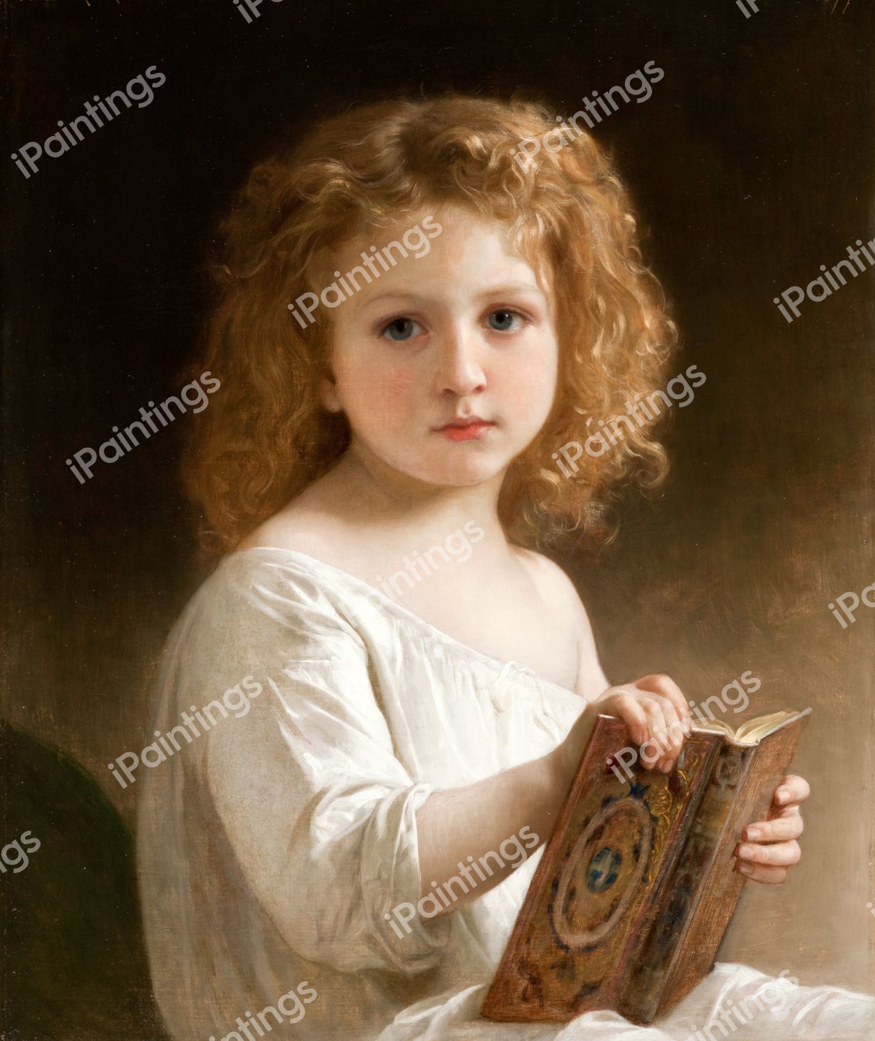 The Story Book. The painting by William-Adolphe Bouguereau