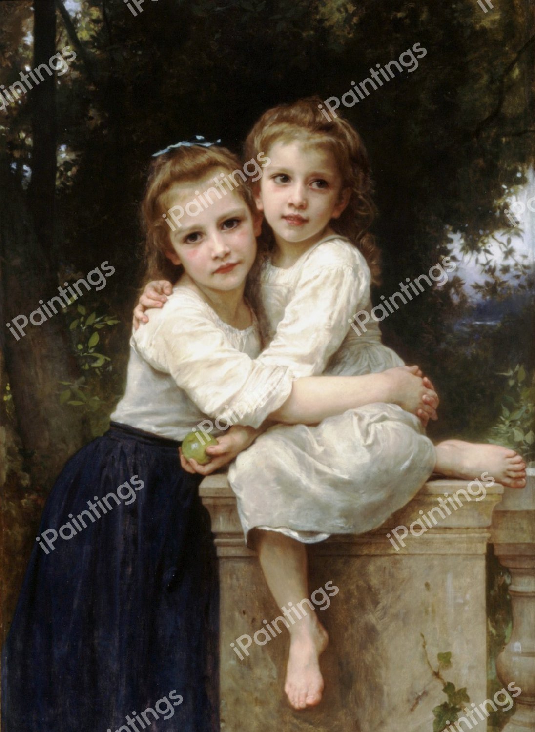 The Two Sisters. The painting by William-Adolphe Bouguereau