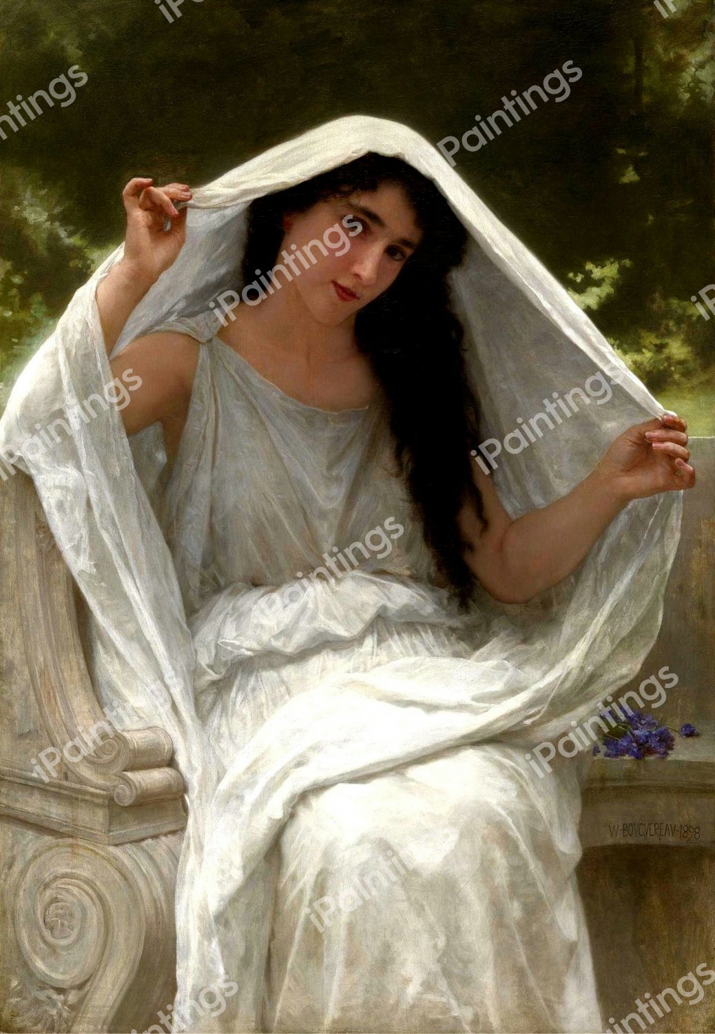 The Veil. The painting by William-Adolphe Bouguereau