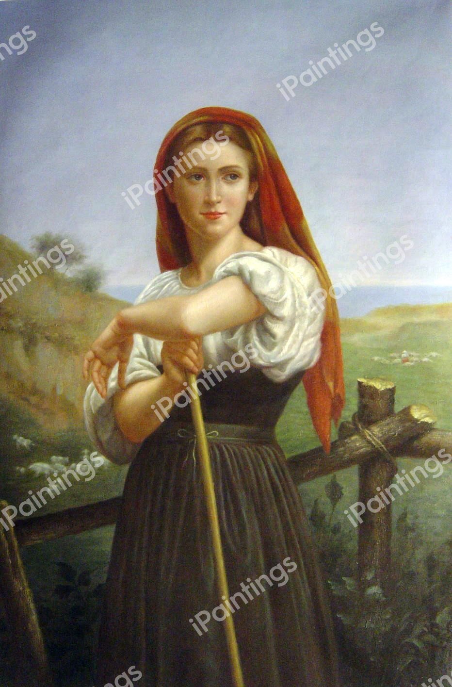 The Young Shepherdess. The painting by William-Adolphe Bouguereau