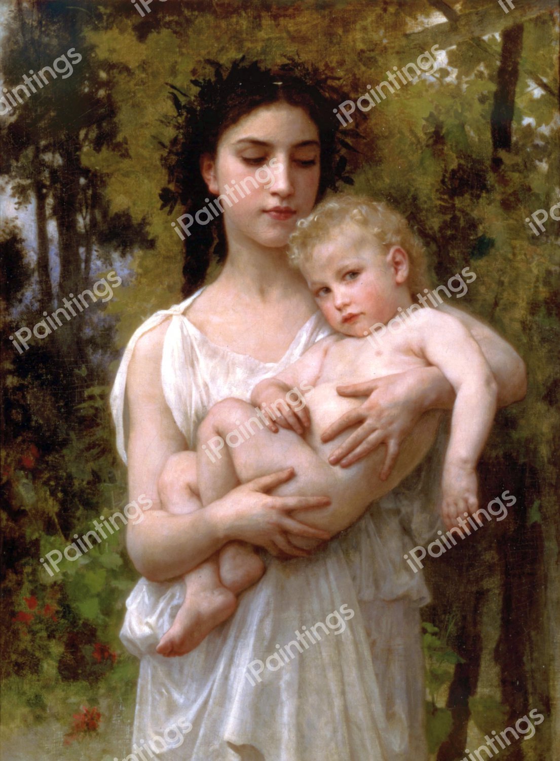 The Younger Brother. The painting by William-Adolphe Bouguereau