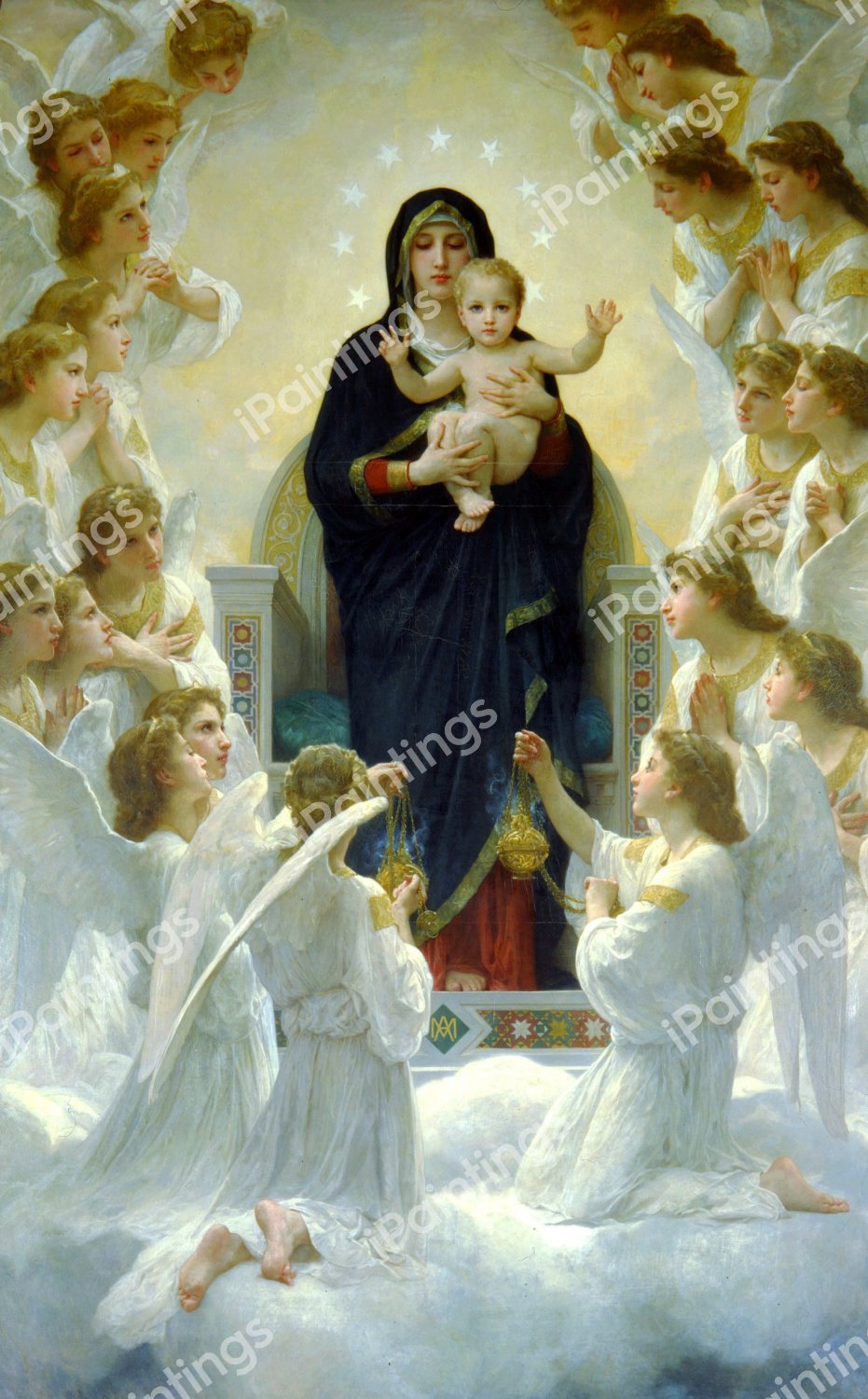 A Virgin with Angels. The painting by William-Adolphe Bouguereau