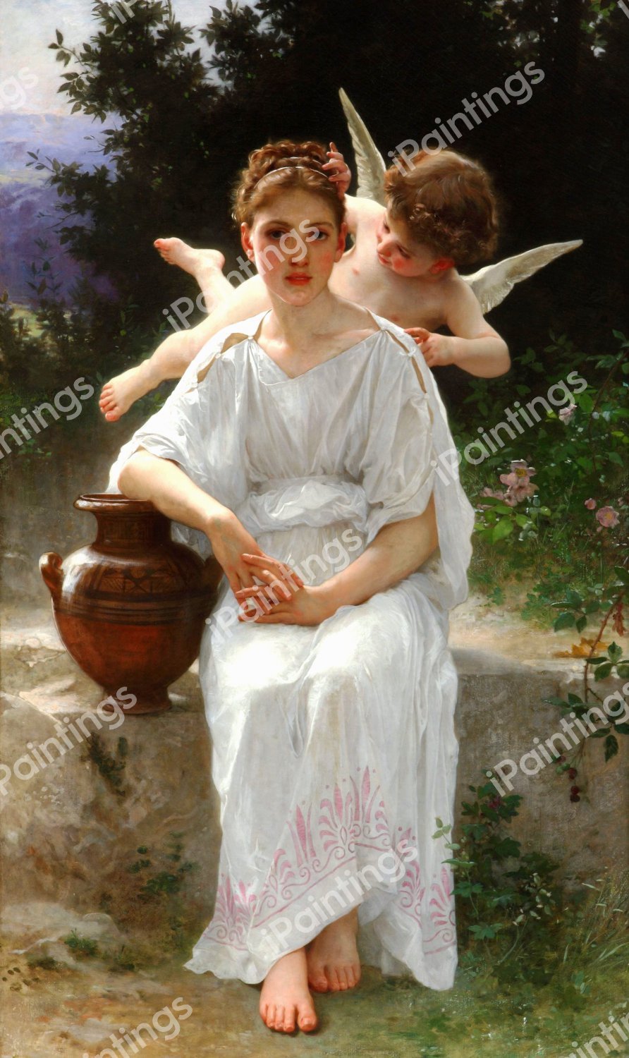 Whisperings of Love. The painting by William-Adolphe Bouguereau