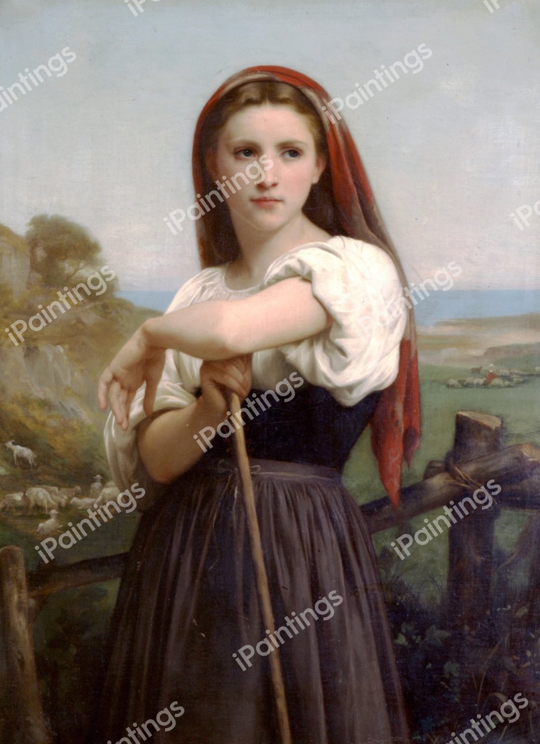 Young Shepherdess. The painting by William-Adolphe Bouguereau