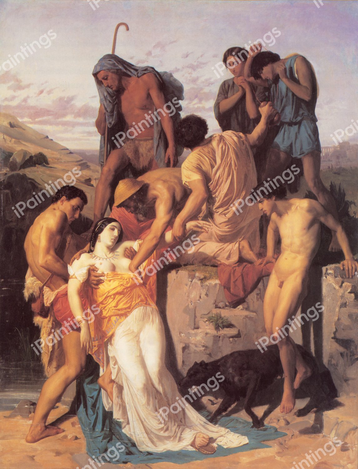 Zenobia Found by Shepherds on the Banks of the Araxes. The painting by William-Adolphe Bouguereau